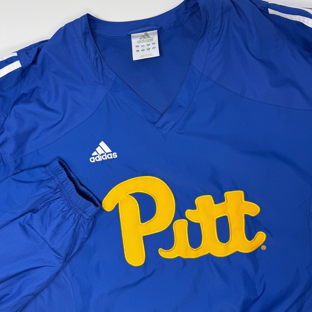Adidas Pittsburgh Panthers Pullover Windbreaker Mens Large Blue V-Neck Jacket